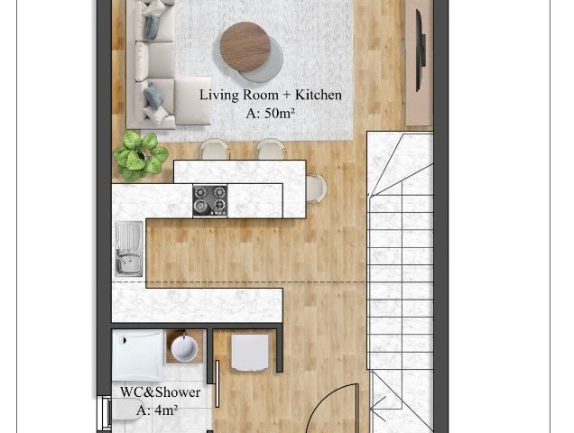 Investitionsmöglichkeit in Famagusta Yeni Bogazici! Zu verkaufen 2+1 Loft und 1+1 Wohnungen mit Terrasse im ersten Stock.