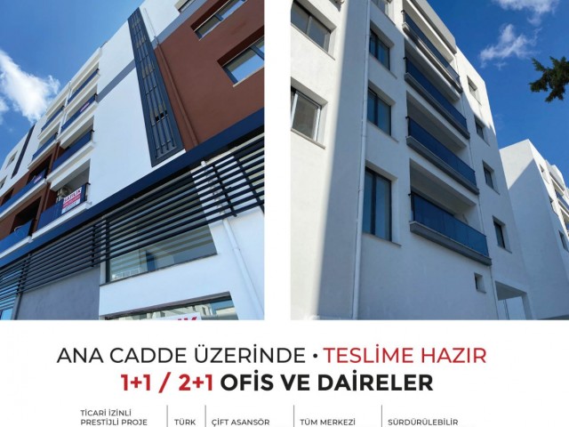 ANA CADDE ÜZERİNDE TESLİME HAZIR, TİCARİ İZİNLİ OFİS/KLİNİK/KONUT KULLANIMLI 1+1