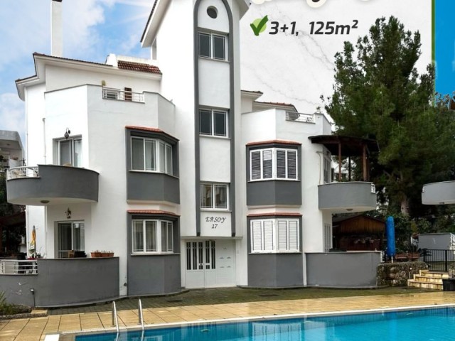 Квартира 3+1 с общим бассейном на продажу в самом центре Кирении