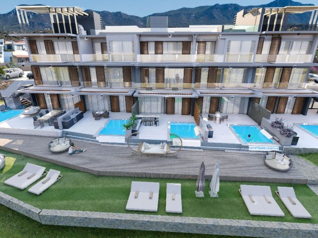 Kyrenia Esentepe flat for sale triplex 3+1 with private pool