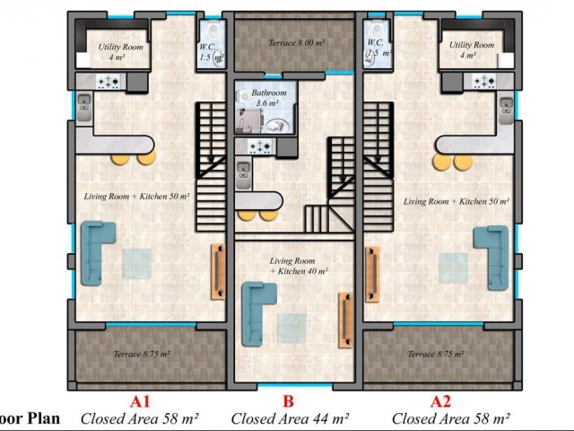 Girne Bahçeli 2+1 Townhouse For Sale