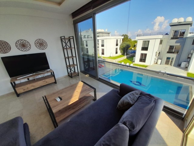 Furnished 2+1 flat for rent in a complex with a shared pool next to Chamada hotel in Çatalköy
