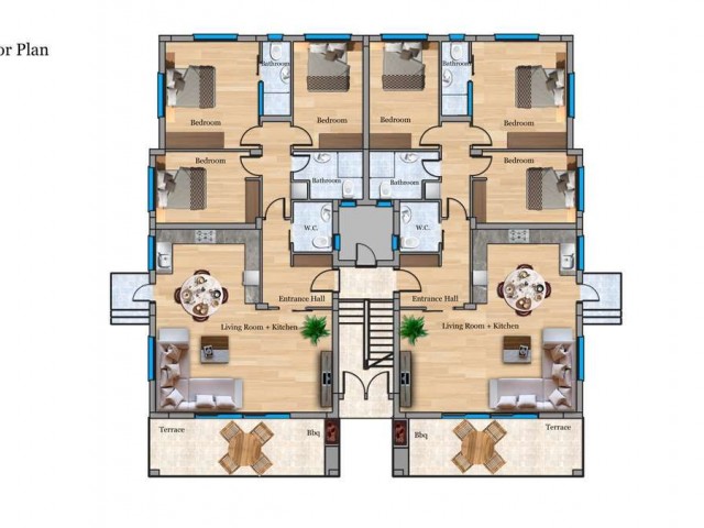 A Shop, 1 + 1, 2 + 1 Housing and 3 + 1 Villa Project in the New Bosphorus Region of Famagusta ** 