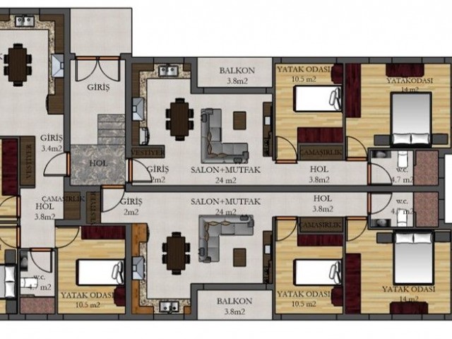 Berg- und Meerblick Wohnhaus 2+1, 3+1 Projekt in Kyrenia Lapta Region