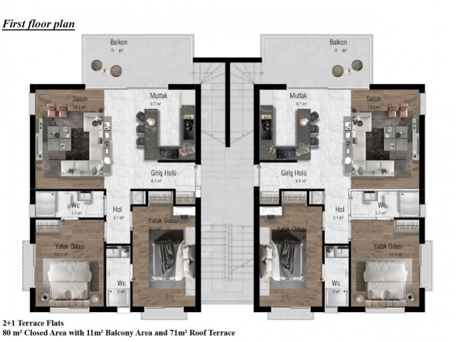 Роскошный проект 2+1 Residence в 75 метрах от моря в Чаталкей, Гирне