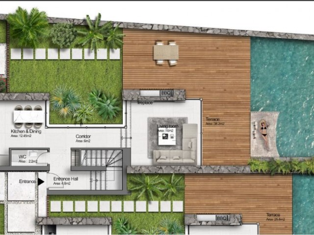 Wunderschöne Villa mit 2 Schlafzimmern in der Gegend von Esentepe
