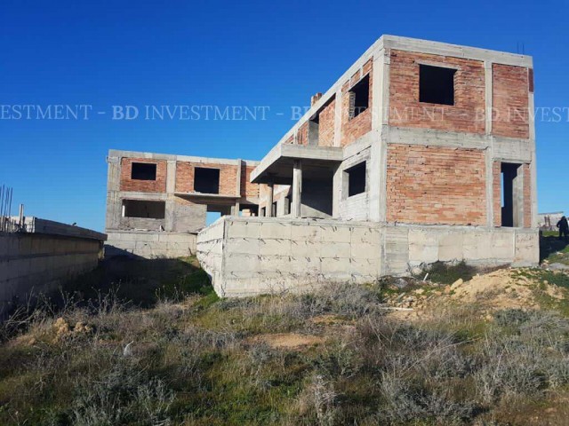 Sea View 2 Acres of Land with Half Construction Villa in Akdeniz Village