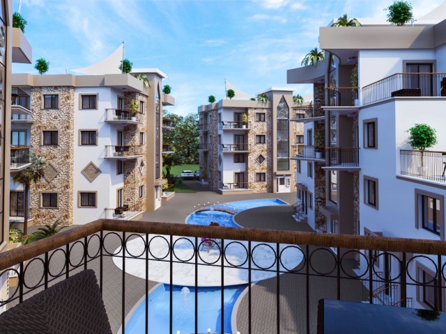 1 + 1 Apartment with pool for sale in Alsancak ** 