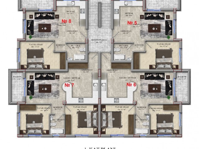 1+1 Wohnung mit Pool zum Verkauf in Alsancakta ** 