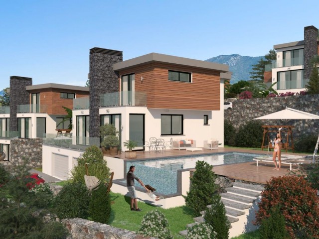 4+1TRIPLEX-VILLA MIT ERSTAUNLICHER AUSSICHT UND PRIVATEM POOL IN GIRNE ÇATALKÖY (TÜRK KOÇANLI)