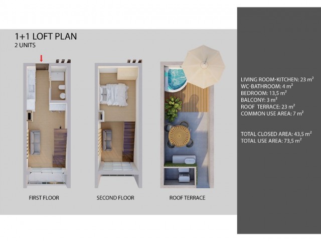 1+1/2+1 FLATS FOR SALE IN İSKELE BAHÇELER PROJECT PHASE