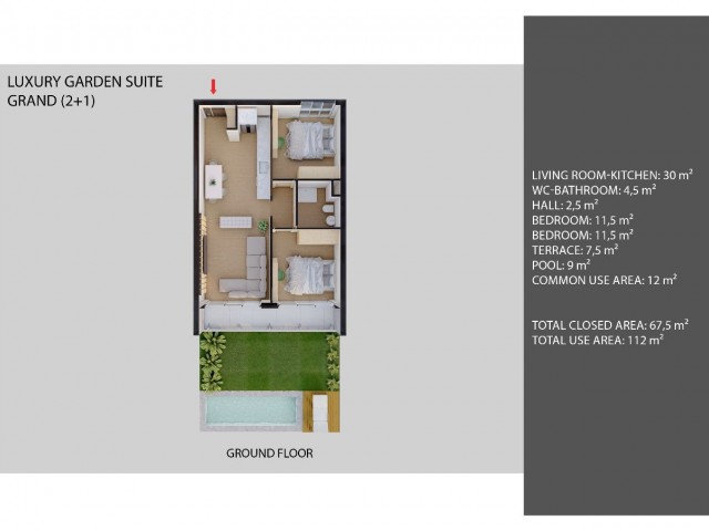 1+1/2+1 FLATS FOR SALE IN İSKELE BAHÇELER PROJECT PHASE