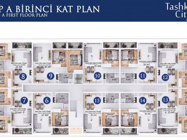 FAMAGUSTA ÇANAKKALE 1+1/2+1/3+1 WOHNUNGEN MIT POOL IN PROJEKTPHASE ZU VERKAUFEN