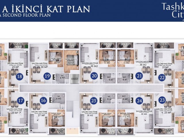 FAMAGUSTA ÇANAKKALE 1+1/2+1/3+1 FLATS WITH POOL IN PROJECT PHASE FOR SALE