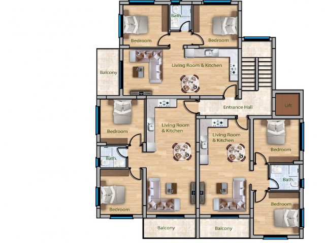 2+1 WOHNUNGEN ZUM VERKAUF IN FAMAGUSTA SAKARYA PROJEKTPHASE