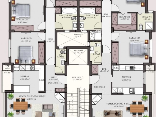 Nicosia Dereboyu 3+1 Luxury Apartments ** 