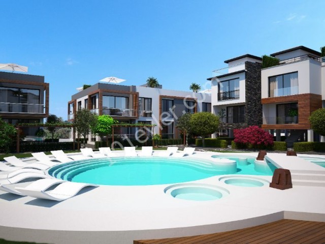 Girne Zeytinlik 3 min to drive center,91 m2 flats with a communal pool .