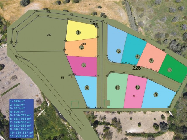 GRUNDSTÜCKE ZU VERKAUFEN 120 TAUSEND - 150 TAUSEND STG LAND PARZELLIERUNG IN ESENTEPE UND TATLISUDA