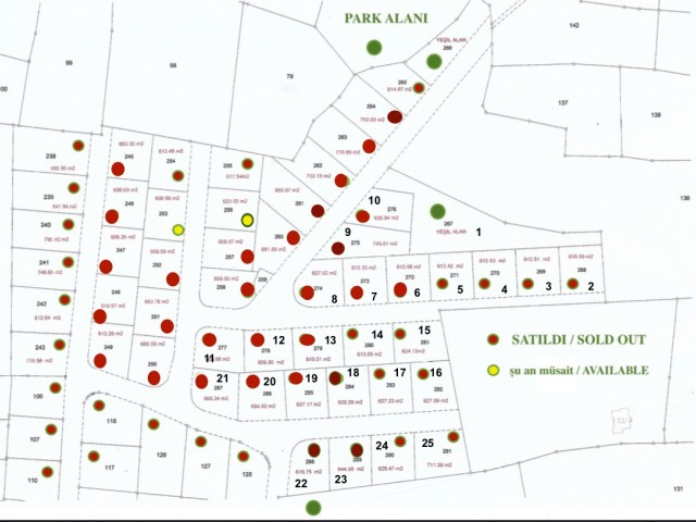 50 زمین برای فروش در گیرنه/اوزانکوی، 2 ویلا یا 4 آپارتمان در هر زمین طبق نقشه شهرسازی و منطقه بندی (شروع قیمت از 130.000 STG)