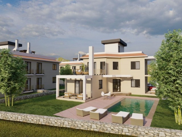 2+1 FLATS AND 3+1 VILLA WITH PRIVATE POOL FOR SALE IN GIRNE ALSANCAK IN PROJECT PHASE