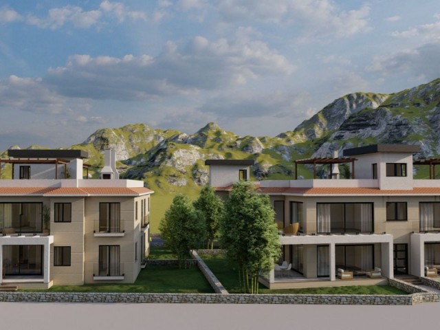 2+1 FLATS AND 3+1 VILLA WITH PRIVATE POOL FOR SALE IN GIRNE ALSANCAK IN PROJECT PHASE