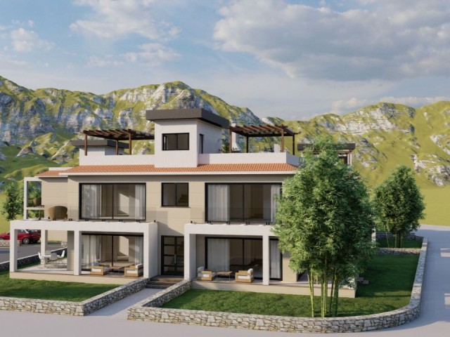 2+1 FLATS AND 3+1 VILLA WITH PRIVATE POOL FOR SALE IN GIRNE ALSANCAK IN PROJECT PHASE