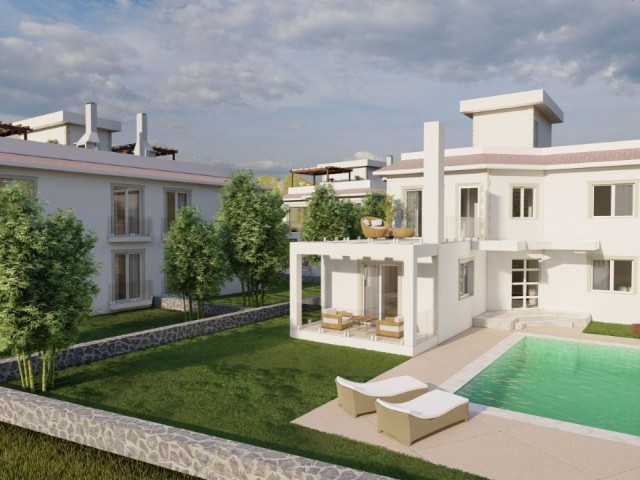 2+1 FLATS AND 3+1 VILLA WITH PRIVATE POOL FOR SALE IN GIRNE ALSANCAK IN PROJECT PHASE