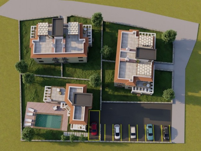 2+1 FLATS AND 3+1 VILLA WITH PRIVATE POOL FOR SALE IN GIRNE ALSANCAK IN PROJECT PHASE
