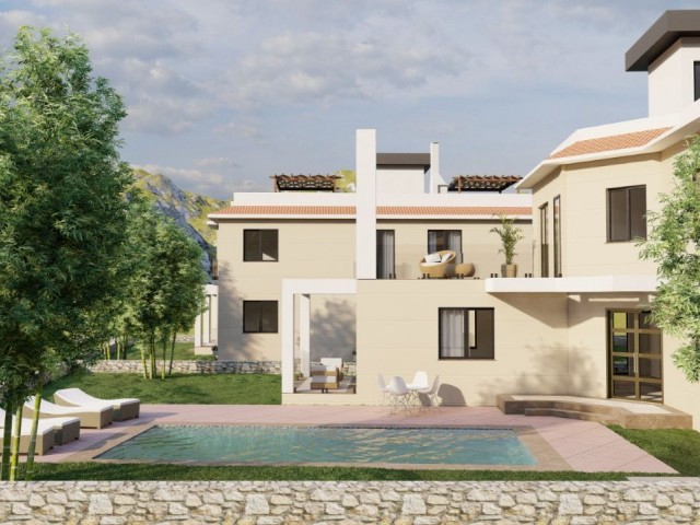 2+1 FLATS AND 3+1 VILLA WITH PRIVATE POOL FOR SALE IN GIRNE ALSANCAK IN PROJECT PHASE