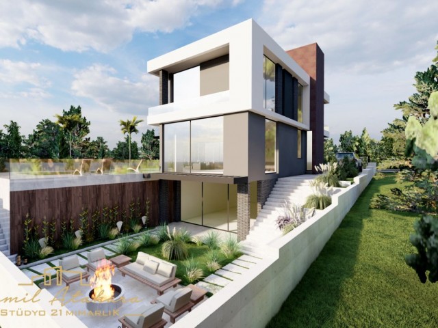 Corner land in Lapta with residence permit, 730m2, with project, full sea view, equivalent. Architect, project ready, permit. (330m2 triplex villa with project.