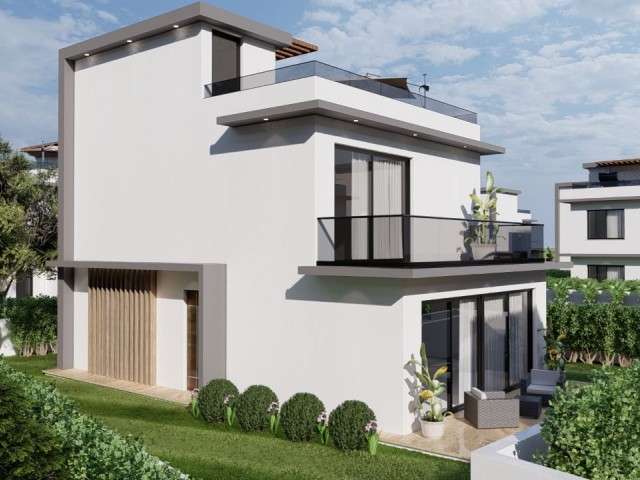 3+1 VILLAS WITH SHARED POOL IN THE PROJECT PHASE FOR SALE IN KYRENIA LAPTA SEASON WALKING PARK 300 m2