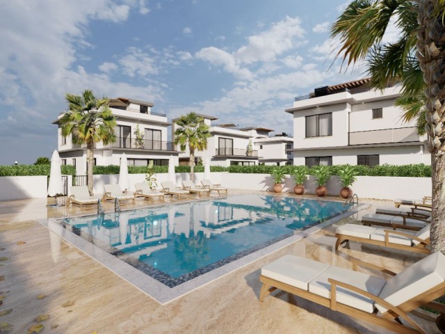 3+1 VILLAS WITH SHARED POOL IN THE PROJECT PHASE FOR SALE IN KYRENIA LAPTA SEASON WALKING PARK 300 m2