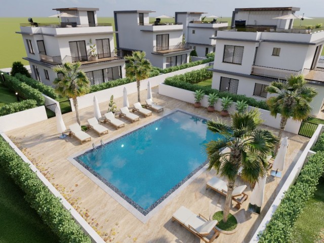 3+1 VILLAS WITH SHARED POOL IN THE PROJECT PHASE FOR SALE IN KYRENIA LAPTA SEASON WALKING PARK 300 m2