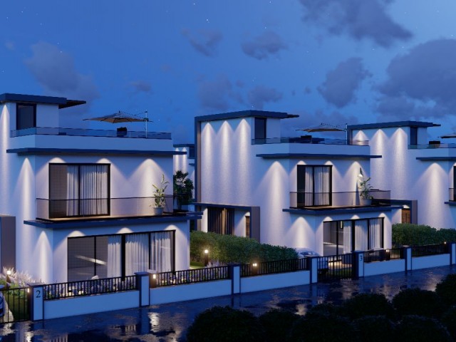 3+1 VILLAS WITH SHARED POOL IN THE PROJECT PHASE FOR SALE IN KYRENIA LAPTA SEASON WALKING PARK 300 m2