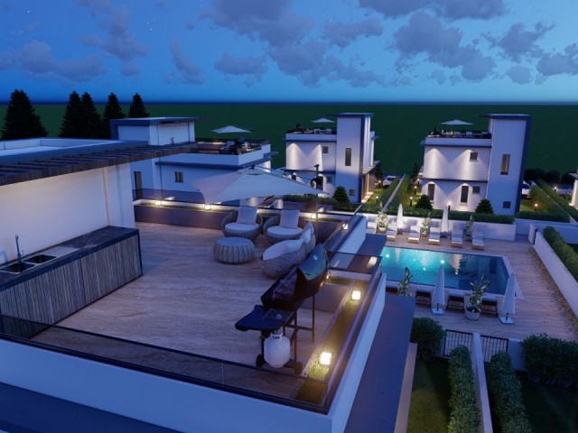 3+1 VILLAS WITH SHARED POOL IN THE PROJECT PHASE FOR SALE IN KYRENIA LAPTA SEASON WALKING PARK 300 m2