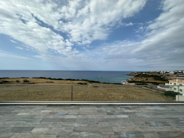 3+1 NEW PENTHOUSE WITH MOUNTAIN AND SEA VIEW FOR SALE IN GIRNE ESENTEPE WITH PRIVATE TERRACE, FULLY EQUIPPED AND CHIC DESIGN, VAT PAID