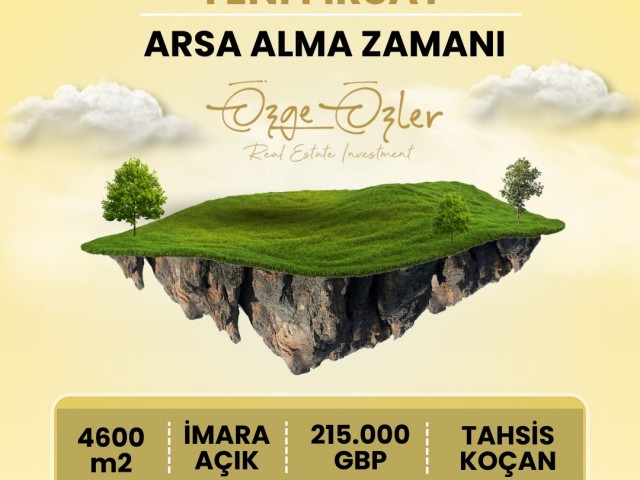 İskele Yeşilköy'de satılık 4600m2 konut imarlı arazi