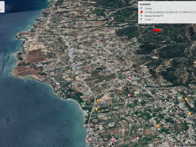 LAND FOR SALE IN KYRENIA ALSANCAK WITH MOUNTAIN AND SEA VIEW BIRD'S LOOK AT THE SEA ADEM AKIN 05338314949