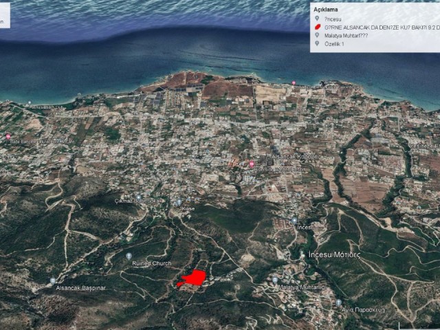 LAND FOR SALE IN KYRENIA ALSANCAK WITH MOUNTAIN AND SEA VIEW BIRD'S LOOK AT THE SEA ADEM AKIN 05338314949