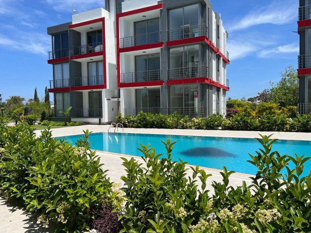 Kyrenia Alsancak; 2+1 Flat with Terrace in a Complex with Shared Pool