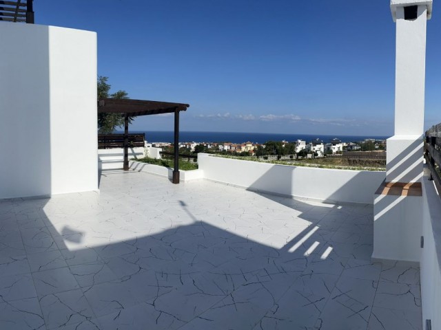 Kyrenia Alsancak; Duplex Penthouse with Mountain Sea View in a Site with Shared Pool