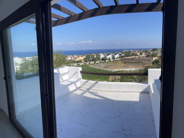 Kyrenia Alsancak; Duplex Penthouse with Mountain Sea View in a Site with Shared Pool