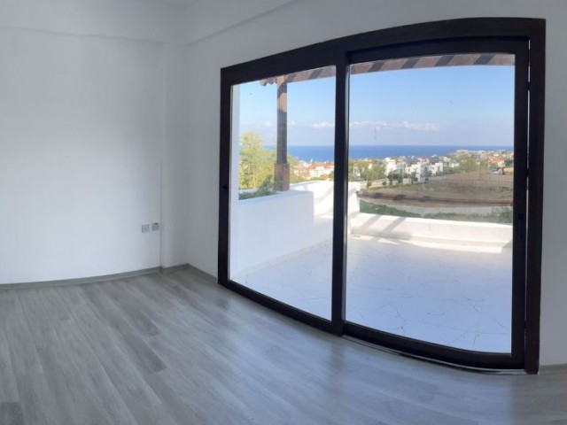 Kyrenia Alsancak; Duplex Penthouse with Mountain Sea View in a Site with Shared Pool