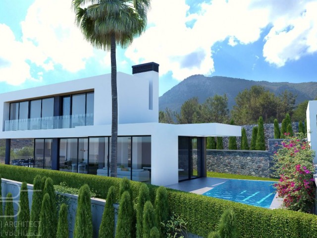 Girne Bellapais; Muhteşeşem Dağ Deniz Manzaralı, Ağustos 2024 Teslim, Asansörlü  Ultra Lux Villa 