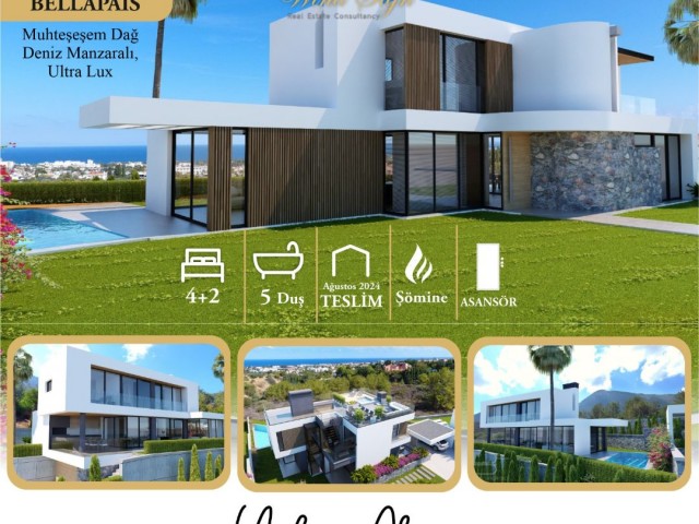 Kyrenia Bellapais; Ultra Lux Villa with Magnificent Mountain Sea View, Delivery in August 2024, Elevator