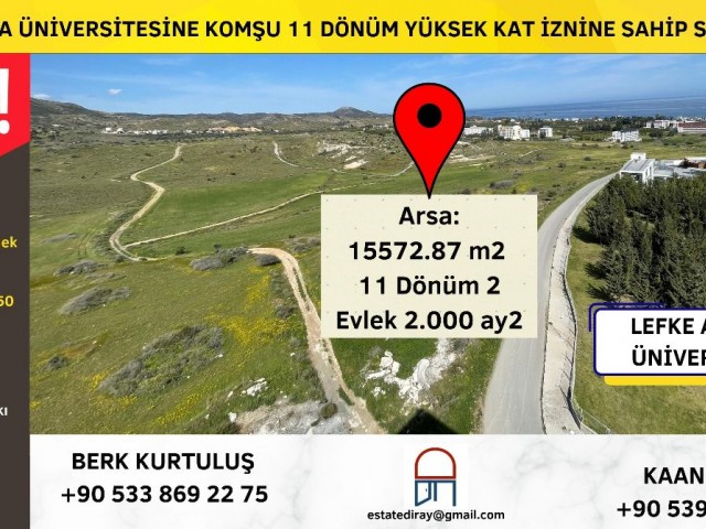 LAND FOR SALE WITH HIGH FLOOR PERMISSION NEIGHBORING LEFKE EUROPEAN UNIVERSITY