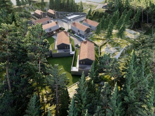 Luxusvillen mit Gemeinschaftspool und Bergmeerblick in erhöhter Lage in Karaağaç.