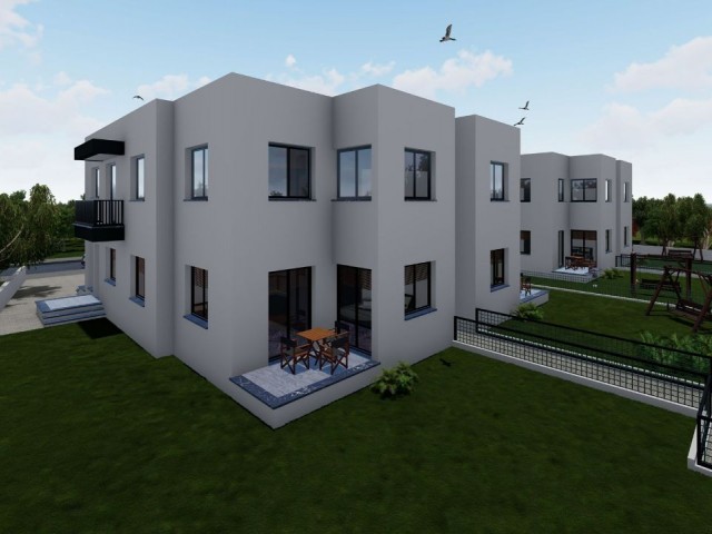 In the most beautiful neighborhood of Yenikent, 2 floors and 4 flats with terraces and gardens.