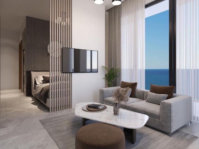 Gelegenheit, ein Studio-Apartment direkt am Meer im luxuriösesten Projekt Nordzyperns mit 0 % Zinsen zu erwerben