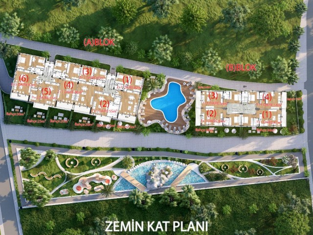 GİRNE ALSANCAK BÖLGESİNDE PROJEDEN SATILIK 2+1 HAVUZLU DAİRELER